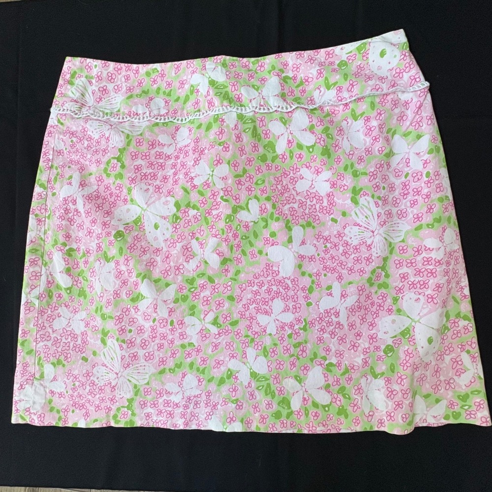 Lilly Pulitzer Floral Mini Skirt in Pink and Green